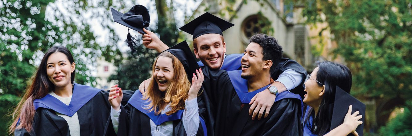 students in graduation gown