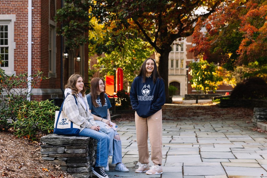 UConn students on campus in fall