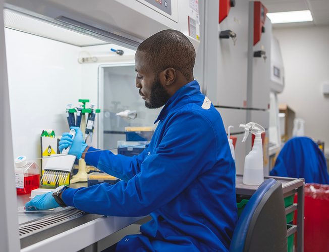 Obinna working in the laboratory