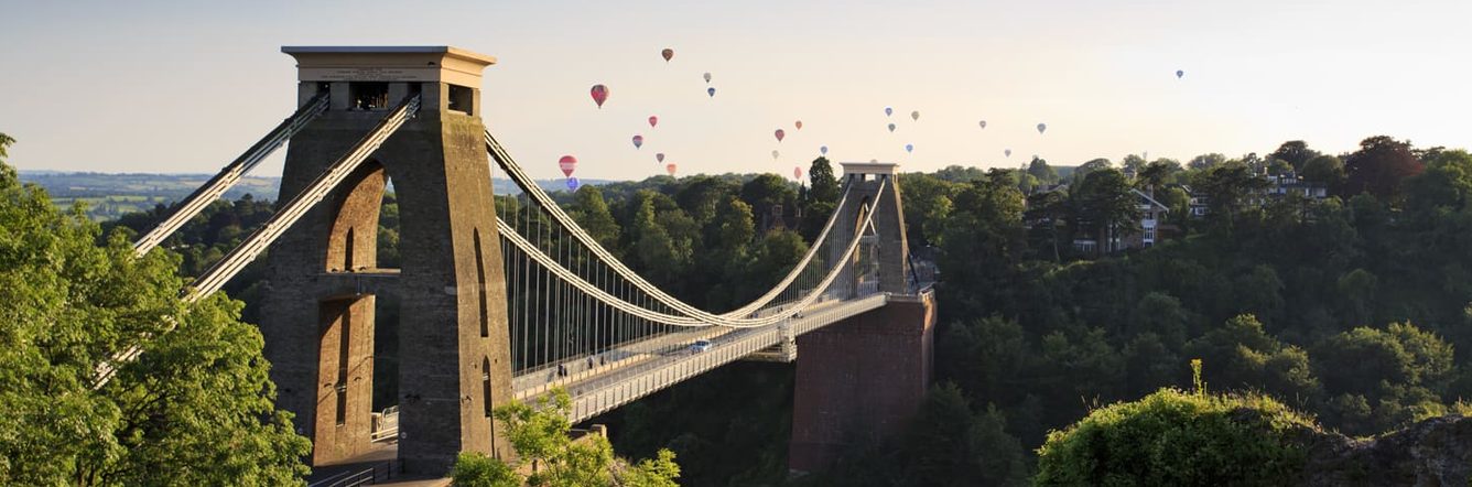 Clifton suspension bridge and Balloon Fiesta, Bristol, UK