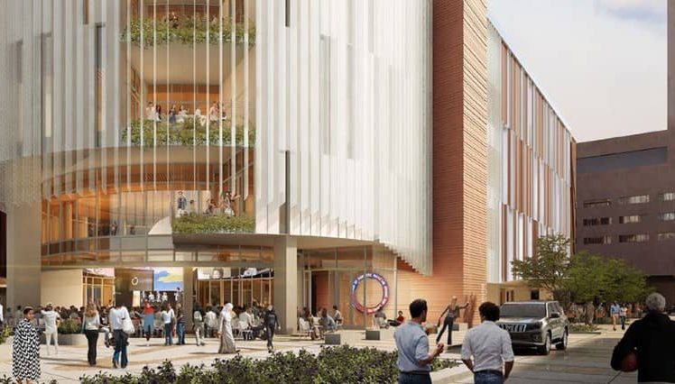 Rendering of the new ASU Thunderbird building in Downtown Phoenix, Arizona