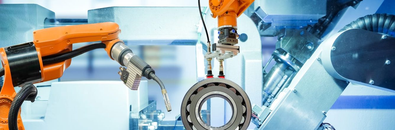 Industrial robotic welding and robot gripping working