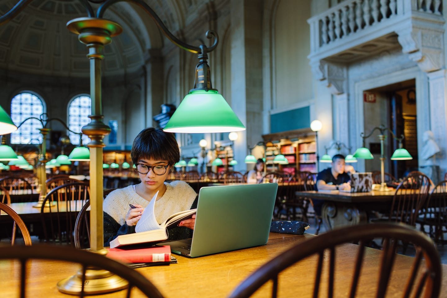 Student in a studying room