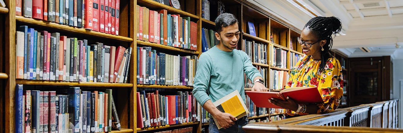 Students in a library