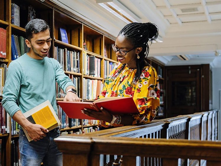 Students in a library