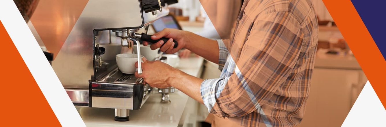 Student using coffee machine