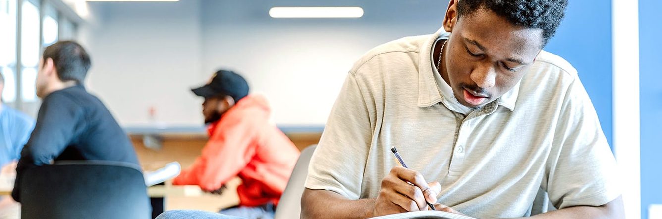 Student focused on his studies