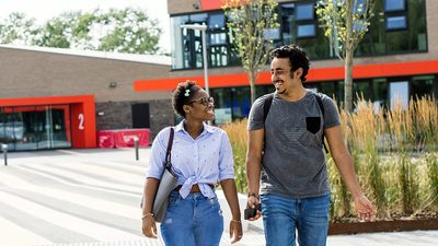 Students walking at UWE Bristol campus