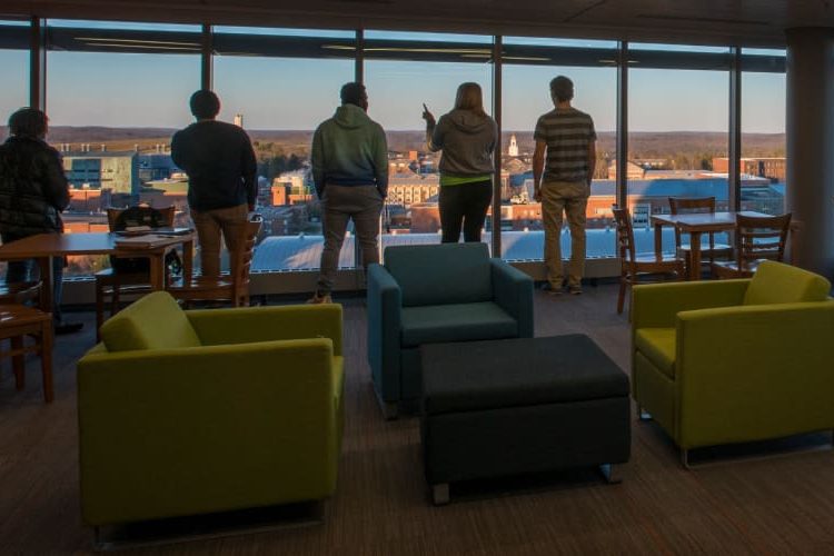 students in University of Connecticut building