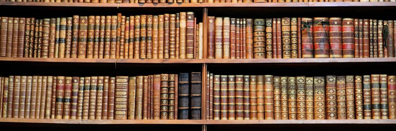 Bookshelf with antique books