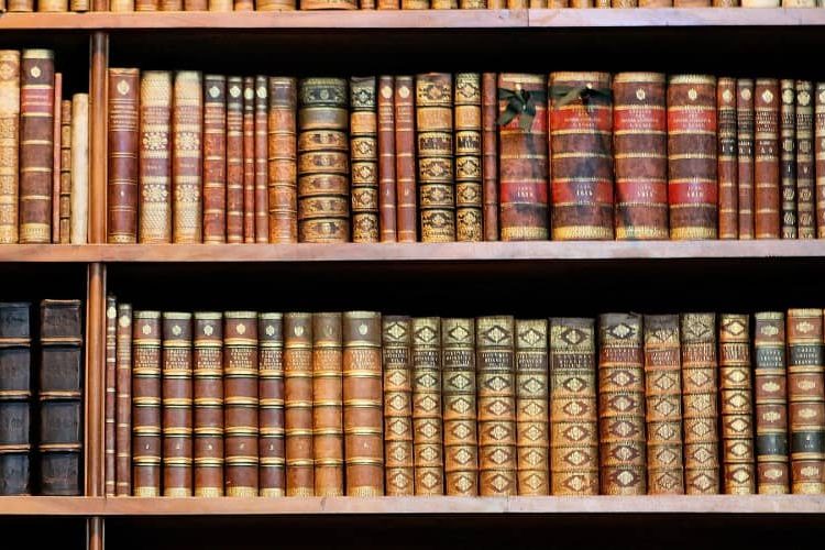 Bookshelf with antique books
