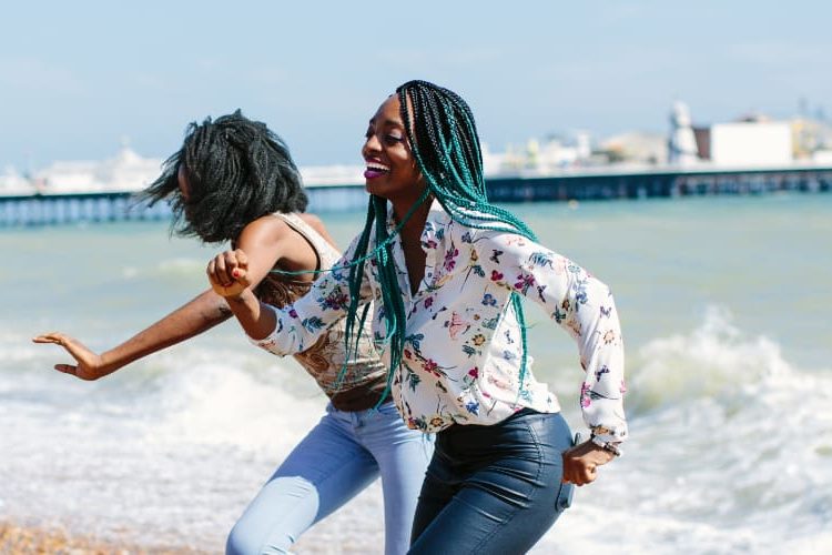 students having fun on beach