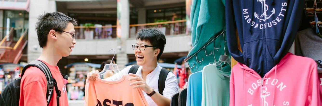 students shopping in Boston