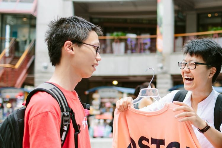 students shopping in Boston