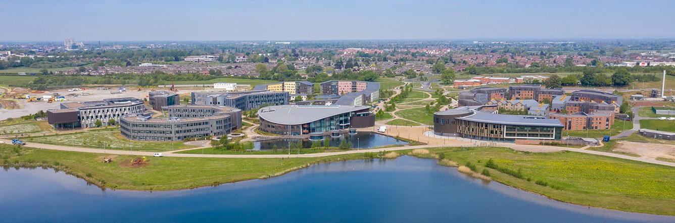 Aerial view of the University of York campus