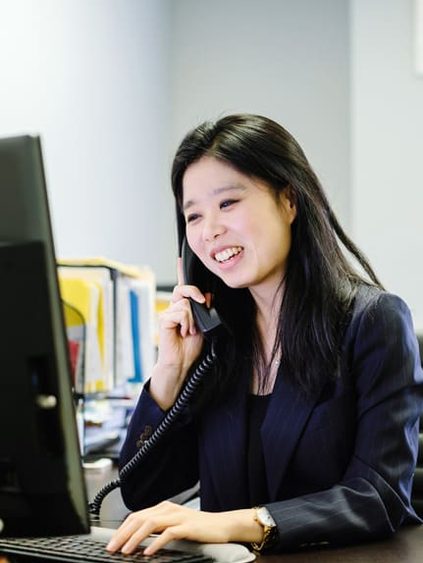 student talking on phone