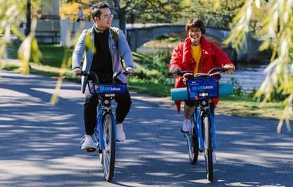 students cycling