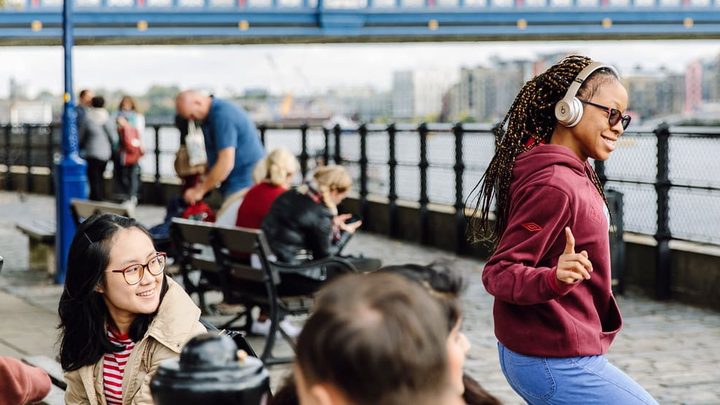 student enjoying in the city of London