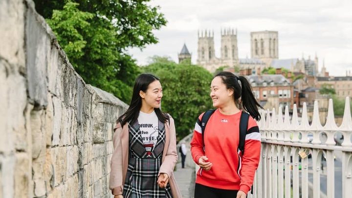 students walking in the city