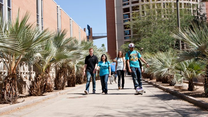 ASU students walking on campus