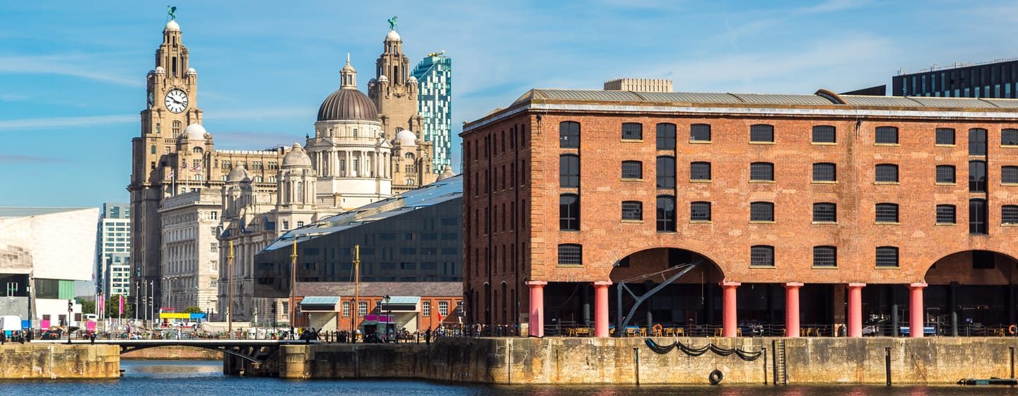 Albert Dock and Three Graces building in Liverpool