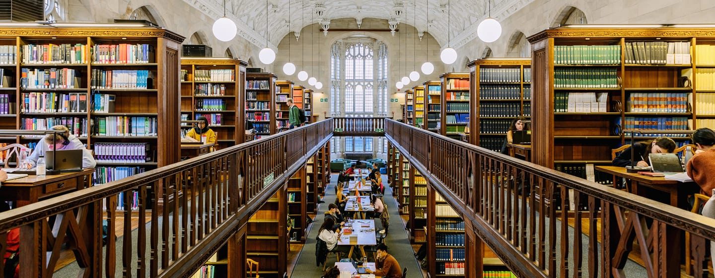 students in library