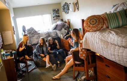 ASU students relax in a dorm room