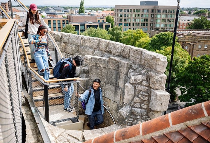 Students at York castle