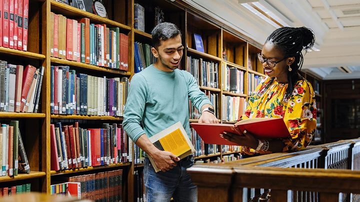 Students in a library