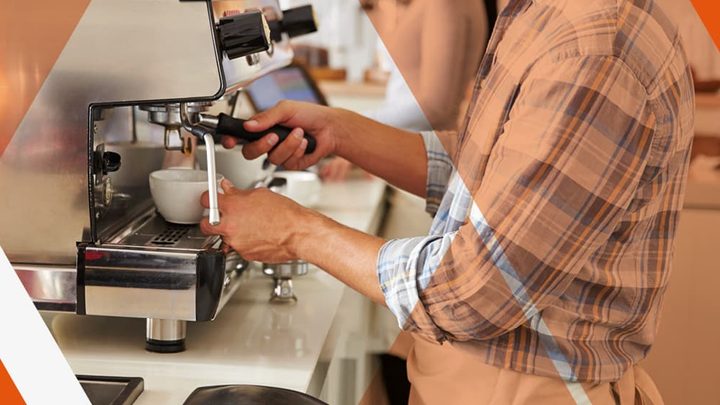 Student using coffee machine