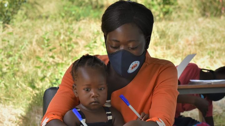 girl child learning to write