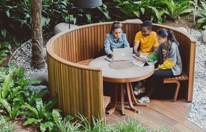 group of students studying in the campus