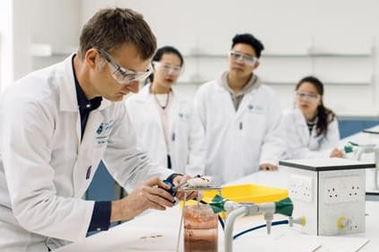 Medical students in laboratory
