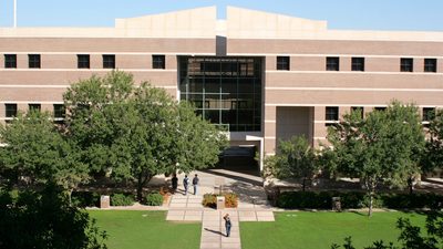 Arizona state university campus with students walking