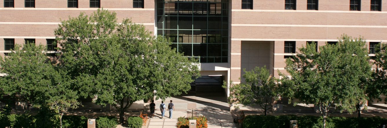 Arizona state university campus with students walking