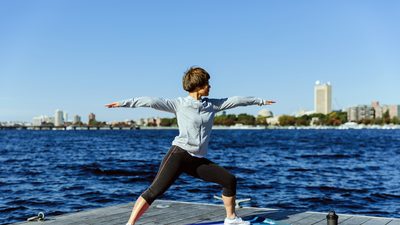 Student exercising in Boston city