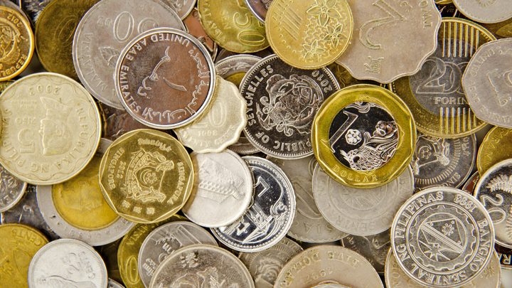 Coins of various currencies