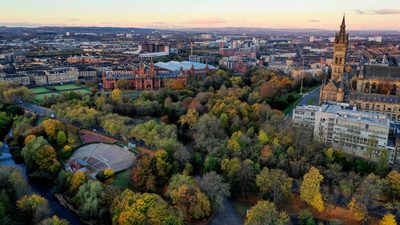 An aerial view of Kelvingrove Park in Glasgow