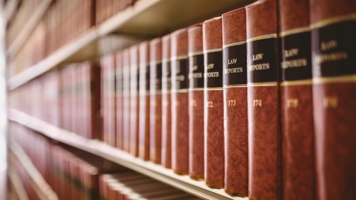 Close up of law reports in library