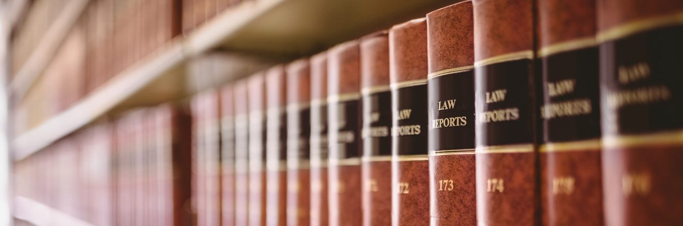 Close up of law reports in library