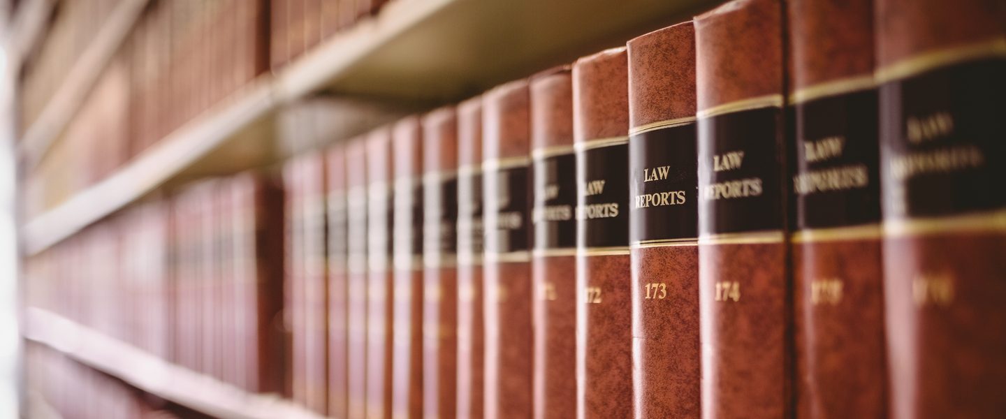 Close up of law reports in library