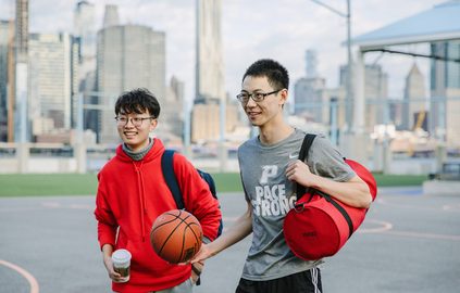 students in a basketball court