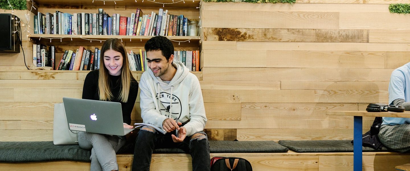 students studying in the library