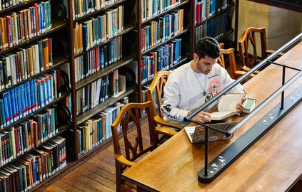 Student studying independently in the Bristol campus library