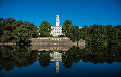 A lake view and extensive greenery at University of Nottingham