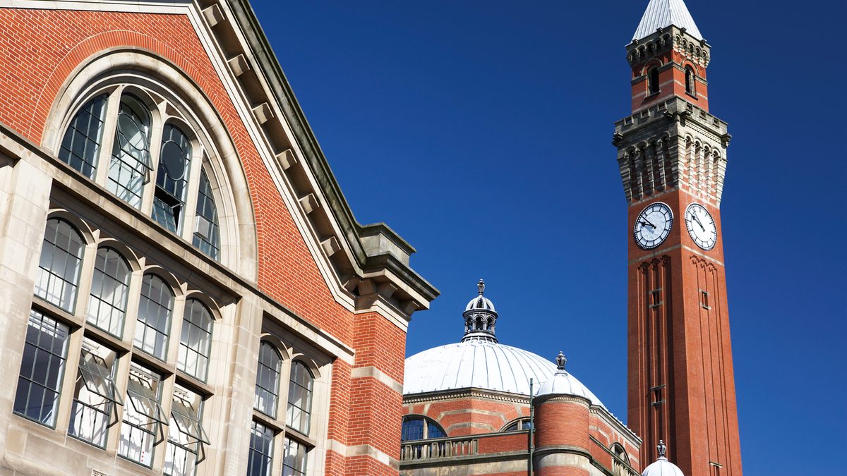 Clock tower building at the university of Birmingham