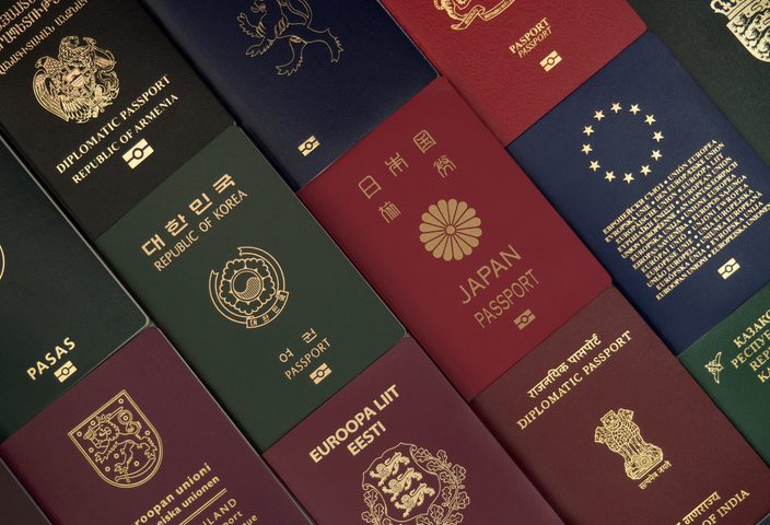 A variety of passports from different countries