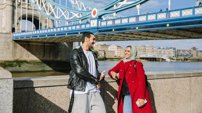KICL students hanging out near Tower Bridge in London