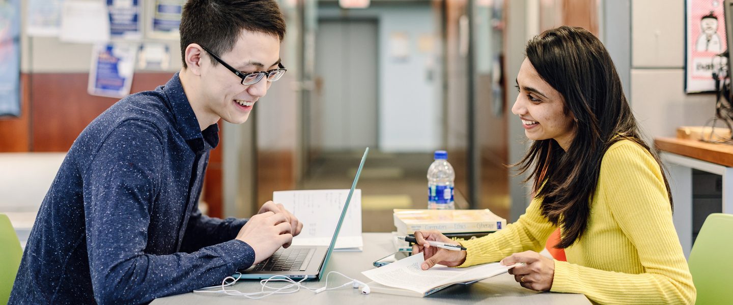 Pace University students studying