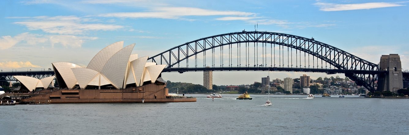Side view of Sydney Opera house and bridge Harbour